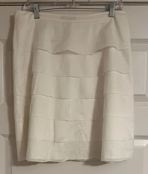 Ann Taylor Elegant White Lined Tiered Skirt thumbnail 1