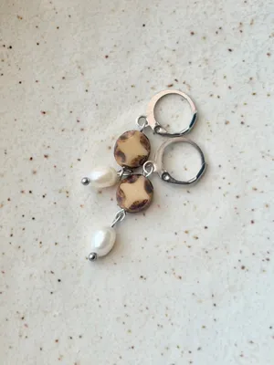 Handmade boho chic quality Czech glass beads & pearl dangle earrings💛 thumbnail 6