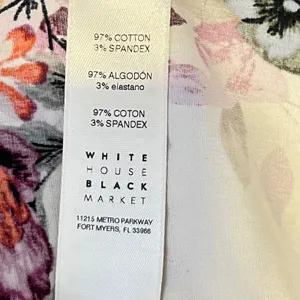 1210 | White House Black Market‎ Floral Puff Sleeve V-Neck Blouse Ivory Women 0 thumbnail 6