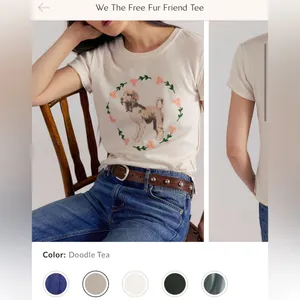 NWT Free People We The Free Fur Friend Tee - doodle tea - XS thumbnail 6