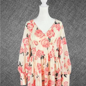 Floral Rose Print Long Sleeve Dress thumbnail 3