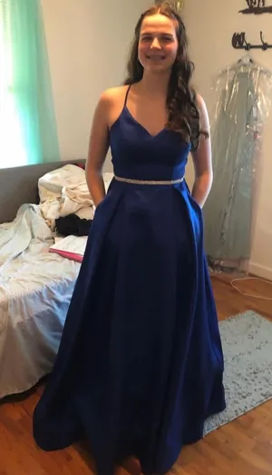 Royal Blue Formal Dillard's Dress Long thumbnail 1