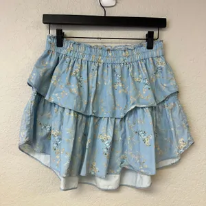 LoveShackFancy Dim Star Floral Tiered Mini Skirt Blue Size Small thumbnail 3