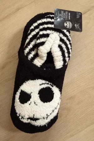 Disney Tim Burton's The Nightmare Before Christmas Jack Skellington Slipper Sock thumbnail 1