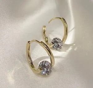 18K Gold Plated CZ Diamond Hoop Earrings for Women thumbnail 1