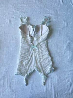 Victorias Secret White Lace Frilly Sheer Babydoll Mini Dress - 34B thumbnail 2