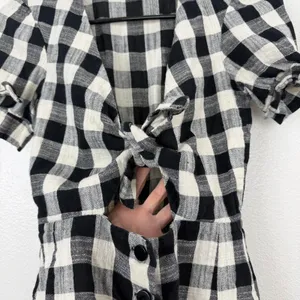 Bec + Bridge Dress Womens 2 Black White Gingham Tie Front Button Down Mini thumbnail 6