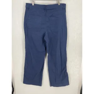 LOFT Womens Pants Navy Blue Wide Leg Tab Waist Detail Size 12 thumbnail 3