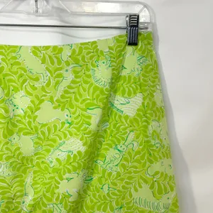 Lilly Pulitzer Size 4 Skirt VTG‎ White Label Green Animal Print Retro Cotton 464 thumbnail 5