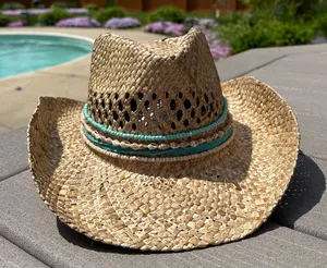 Boutique Coastal Cowgirl Straw Hat thumbnail 1
