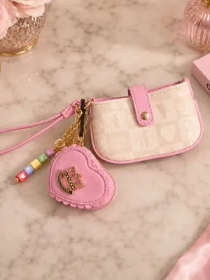 Juicy Couture Sweet Break Time Wristlet Sandstone Pink Heart Pouch NWT thumbnail 4