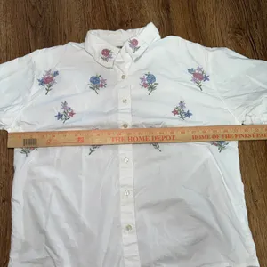 90s New Direction White 100% Cotton Floral Embroidered Top Womens M‎ Cottage thumbnail 5