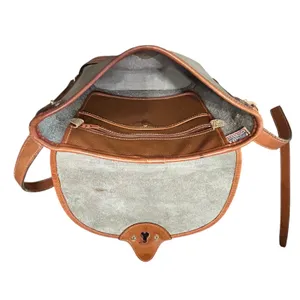 Dooney & Bourke Vintage Leather Shoulder Taupe Tan Cavalry Spectator Crossbody thumbnail 13