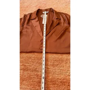 Noisy May Cropped Blazer Cappuccino Brown Satin Women’s Size M NWT thumbnail 5