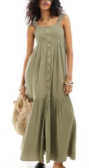 ASOS Tiered Button-Front Maxi‎ Dress thumbnail 1
