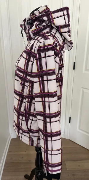 Ski Plaid Hooded Snow Jacket in Purple & White thumbnail 1
