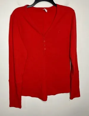 ZYIA active red waffle knit top long sleeve size‎ XL thumbnail 1