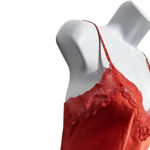 Womens Fairy Indie Satin Lace Trim Babydoll Cami‎ M Burnt Orange Coquette Y2K thumbnail 5
