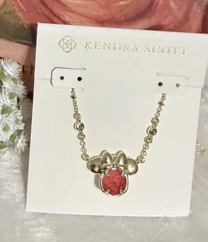 Disney / Kendra Scott Mickey Mouse Short Pendant Necklace- Bright Red Drusy thumbnail 1