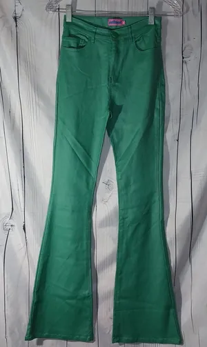 Edikted Luna Green Faux Leather Mid Rise Women's Flare Y2K FashionEdgy Pants thumbnail 1