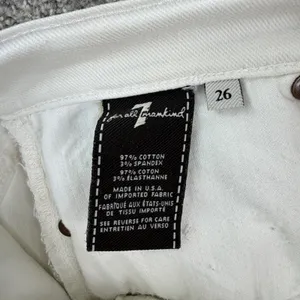 7 For All Mankind Jeans Women 26 White Low Rise Straight Y2K Made USA Button Fly thumbnail 4