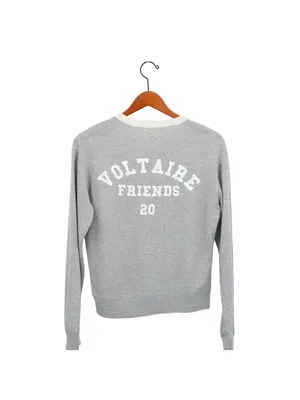 Zadig & Voltaire Watson Friends Cotton Blend Sweatshirt Grey White Trim XS thumbnail 5