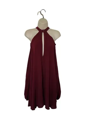 Free People Small‎ Burgundy Drift Away Tunic Dress Cold Shoulder Whimsigoth thumbnail 3