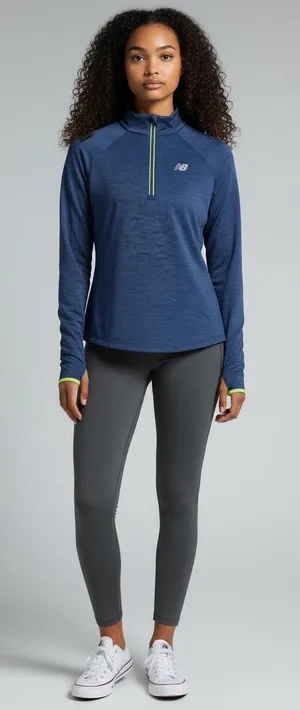 Womens New Balance 3/4 Zip up Running Pullover Activewear Workout Gym-wear S thumbnail 1