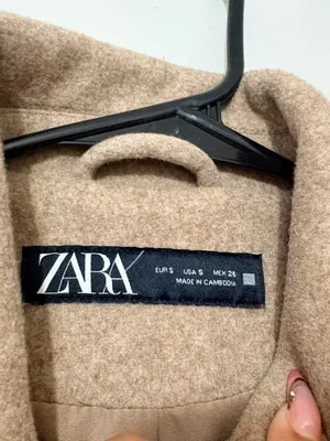 Zara Cropped Wool Look Utility Jacket Beige Camel Button Front Size Small thumbnail 5