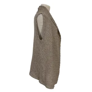 Old Navy Women's M‎ Vintage Knitted Beige Long Vest Cardigan Sweater Wool Blend thumbnail 3