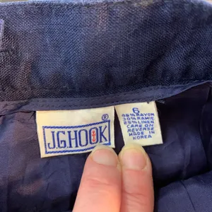 JG Hook Vintage Navy Blue‎ Linen Blend Pleated Midi Skirt High Waist Size 6 thumbnail 3