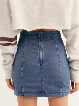 Free People Denim Mini Skirt Modern Femme Blue thumbnail 2