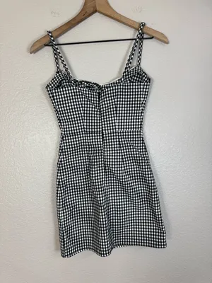 Urban Outfitters UO Black White Gingham Sleeveless Mini Dress size Medium $59 thumbnail 6