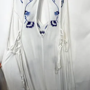 Free People Medium Slip Dress Adelaide Festival White Blue Floral Boho Mini 195‎ thumbnail 11