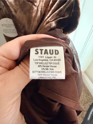 NWT Staud Beaton Draped Velvet Chiffon Dress - Dark Chocolate thumbnail 8
