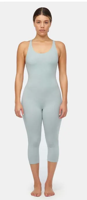 LACAUSA Flow Arya Sleeveless Open Back Organic Cotton Jumpsuit Sea Glass NWT S thumbnail 1