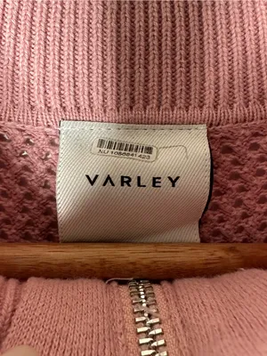 Varley Calva Knit Half-Zip Cotton Sweater Pink Size Small thumbnail 7