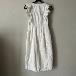 Pilcro Anthropologie Ruffled Scoop Neck Button Down Linen Midi Dress 2 thumbnail 7