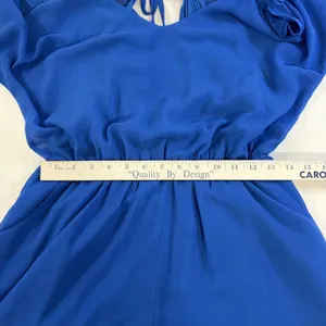 The Hanger Boho Blue Ruffle‎ Cold Shoulder Romper Strappy Back M Cottagecore thumbnail 7