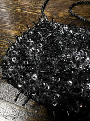 Lancôme Vintage Black Sequin and Beaded Evening Bag/Clutch with Crossbody Strap thumbnail 4