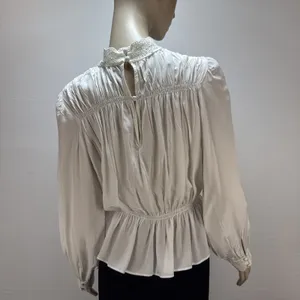& Other Stories High Neck‎ Long Puff Sleeve Blouse Size 6 Soft White Victorian thumbnail 5