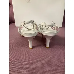 RAYE Margaret Chain Strap Square Heels in White Leather 8 New Womens Sandals thumbnail 7