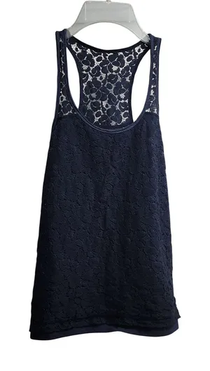 Abercrombie‎ Kids Navy Lace Racerback Tank Top Girls Size M thumbnail 1