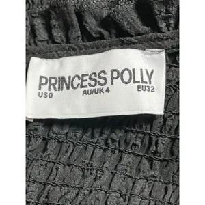Princess Polly Black Smocked Ruffle Scoop Pleated Short Sleeve Romper Shorts 0 thumbnail 5
