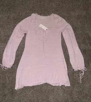 Kimchi Blue Catherine Pointelle Knit Top in Pink thumbnail 1