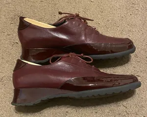 Vintage VTG‎ Peruzzi Florence Made In Italy Womens Leather Oxfords Maroon EU 38 thumbnail 1