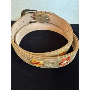 Women's Leather Western Belt Innovation Mexico Embroidered Floral Size 44‎ NWOT thumbnail 4