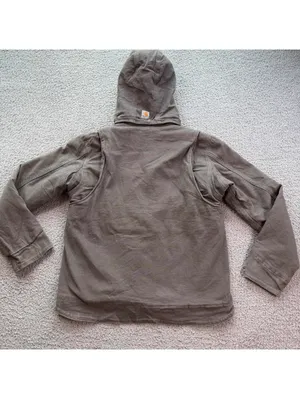 Carhartt Women Full Swing Hooded Work Jacket Fleece Lined Brown M Utility Canvas thumbnail 2