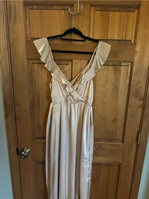 Show Me Your MuMu tan Champagne beige Satin High-Low Dress Size medium thumbnail 9