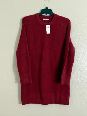Abercrombie & Fitch Madeline Red Wool Blend Sweater Mini Dress NWT M TALL thumbnail 8